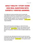 ADULT HEALTH 1 STUDY GUIDE  2026 REAL QUESTIONS WITH  EXPERTLY VERIFIED ANSWERS&period;