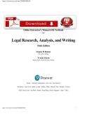 Instructor s manual with testbank for legal research analysis and writing 5th edition by william h putman jdjennifer