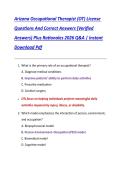 Arizona Occupational Therapist &lpar;OT&rpar; License  Questions And Correct Answers &lpar;Verified  Answers&rpar; Plus Rationales 2026 Q&A &vert; Instant  Download Pdf