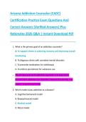 Arizona Addiction Counselor &lpar;CADC&rpar;  Certification Practice Exam Questions And  Correct Answers &lpar;Verified Answers&rpar; Plus  Rationales 2026 Q&A &vert; Instant Download Pdf