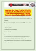 American Red Cross First Aid&sol;CPR&sol;AED Instructor&sol;IT Recertification Assessment EXAM Questions and Answers &lpar;Verified Answers&rpar; &lpar;Latest Update 2026&rpar; UPDATE