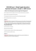 SCM 300 Exam 1&colon; Global Supply Operations  Questions & Answers &vert; Grade A &vert; 100&percnt; Correct 