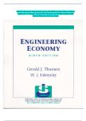 Solutions Manual for Engineering Economy&comma; 9th Edition by Leland Blank&comma; Anthony Tarquin All 1-19 Chapters Covered With Questions And Verified Solutions With Detailed Rationales And Case Study&period;