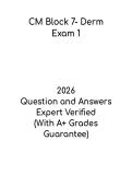 CM Block 7 Dermatology Exam 1 PDF &ndash; Study Guide&comma; Notes & Practice Questions