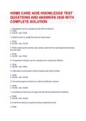 HOME CARE AIDE KNOWLEDGE TEST QUESTIONS AND ANSWERS 2026 WITH COMPLETE SOLUTION 