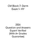 CM Block 7 Derm Exam 1 HY PDF &ndash; High Yield Dermatology Study Guide & Practice Questions