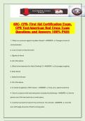 ARC- CPR- First Aid Certification Exam&comma; CPR Test-American Red Cross Exam Questions and Answers 100&percnt; PASS