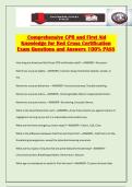 Comprehensive CPR and First Aid Knowledge for Red Cross Certification Exam Questions and Answers 100&percnt; PASS