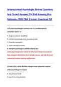 Arizona School Psychologist License Questions  And Correct Answers &lpar;Verified Answers&rpar; Plus  Rationales 2026 Q&A &vert; Instant Download Pdf