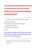 Arizona Bar Examination &lpar;Multistate & Arizona  Law Focus&rpar; Questions And Correct Answers  &lpar;Verified Answers&rpar; Plus Rationales 2026 Q&A &vert;  Instant Download Pdf