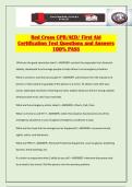 Red Cross CPR&sol;AED&sol; First Aid Certification Test Questions and Answers 100&percnt; PASS