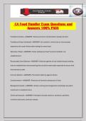 CA Food Handler Exam Questions and Answers 100&percnt; PASS