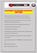 Food Handler Test Questions and Answers 100&percnt; PASS