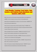Food Handler Training&colon; Food Safety&comma; Risk Factors&comma; and Hygiene Exam Questions and Answers 100&percnt; PASS