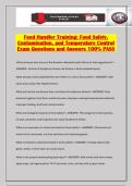Food Handler Training&colon; Food Safety&comma; Contamination&comma; and Temperature Control Exam Questions and Answers 100&percnt; PASS