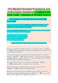 Fire Marshal Overtime Procedures & Authorization Guidelines Study Guide 2026&sol;2027 &vert; 150&plus; Q&A Verified Answer