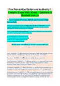 Fire Prevention Duties & Authority 1 Study Guide 2026&sol;2027 &vert; 150&plus; Q&A Verified Answers