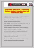 Food Safety and Hygiene&colon; Key Concepts for Food Handlers Exam Questions and Answers 100&percnt; PASS