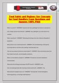 Food Safety and Hygiene&colon; Key Concepts for Food Handlers Exam Questions and Answers 100&percnt; PASS