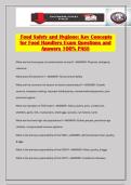 Food Safety and Hygiene&colon; Key Concepts for Food Handlers Exam Questions and Answers 100&percnt; PASS