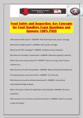 Food Safety and Inspection&colon; Key Concepts for Food Handlers Exam Questions and Answers 100&percnt; PASS