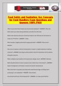 Food Safety and Sanitation&colon; Key Concepts for Food Handlers Exam Questions and Answers 100&percnt; PASS