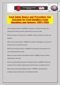 Food Safety Basics and Prevention&colon; Key Concepts for Food Handlers Exam Questions and Answers 100&percnt; PASS