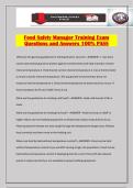 Food Safety Manager Training Exam Questions and Answers 100&percnt; PASS
