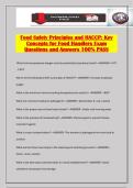 Food Safety Principles and HACCP&colon; Key Concepts for Food Handlers Exam Questions and Answers 100&percnt; PASS