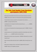 The Safe Food Handler Exam Questions and Answers 100&percnt; PASS
