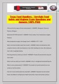 Texas Food Handlers &sol; ServSafe Food Safety and Hygiene Exam Questions and Answers 100&percnt; PASS