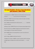 TX Food Handlers Review Exam Questions and Answers 100&percnt; PASS