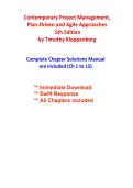 Contemporary Project Management &lpar;5th Edition&rpar; &ndash; Kloppenborg &ndash; Comprehensive Lecture Notes and Concept Summaries