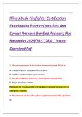 Illinois Basic Firefighter Certification Examination Practice Questions And Correct Answers &lpar;Verified Answers&rpar; Plus Rationales 2026&sol;2027 Q&A &vert; Instant Download Pdf