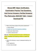 Illinois EMT&ndash;Basic Certification Examination Practice Test Questions And Correct Answers &lpar;Verified Answers&rpar; Plus Rationales 2026&sol;2027 Q&A &vert; Instant Download Pdf