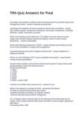 TRA Quiz Answers for Final Questions and Answers