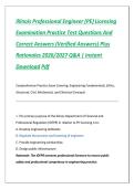 Illinois Professional Engineer &lpar;PE&rpar; Licensing Examination Practice Test Questions And Correct Answers &lpar;Verified Answers&rpar; Plus Rationales 2026&sol;2027 Q&A &vert; Instant Download Pdf