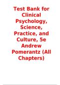 Test Bank Clinical Psychology Science Practice and Culture 5th Edition by Andrew Pomerantz ISBN 9781506333335 All Chapters Complete 2026 A&plus;
