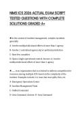 NIMS ICS 2026 ACTUAL EXAM SCRIPT TESTED QUESTIONS WITH COMPLETE SOLUTIONS GRADED A&plus;