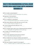 NOCTI PRE ENGINEERING ACTUAL EXAM PAPER 2026 QUESTIONS WITH ANSWERS GRADED A&plus;