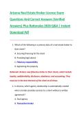 Arizona Real Estate Broker License Exam  Questions And Correct Answers &lpar;Verified  Answers&rpar; Plus Rationales 2026 Q&A &vert; Instant  Download Pdf