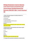 Michigan Wastewater Treatment Operator Level II Exam Practice Test Questions And Correct Answers &lpar;Verified Answers&rpar; Plus Rationales 2026&sol;2027 Q&A &vert; Instant Download Pdf