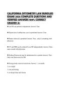 CALIFORNIA OPTOMETRY LAW BUNDLED EXAMS 2026 COMPLETE QUESTIONS AND VERIFIED ANSWERS 100&percnt; CORRECT GRADED A&plus;