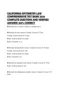 CALIFORNIA OPTOMETRY LAW COMPREHENSIVE TEST BANK 2026 COMPLETE QUESTIONS AND VERIFIED ANSWERS 100&percnt; CORRECT