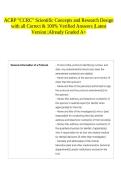 ACRP "CCRC" Scientific Concepts and Research Design with all Correct & 100&percnt; Verified Answers &vert;Latest Version &vert;Already Graded A&plus;