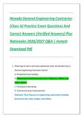 Nevada General Engineering Contractor &lpar;Class A&rpar; Practice Exam Questions And Correct Answers &lpar;Verified Answers&rpar; Plus Rationales 2026&sol;2027 Q&A &vert; Instant Download Pdf