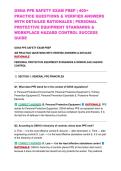 OSHA PPE SAFETY EXAM PREP &vert; 400&plus; PRACTICE QUESTIONS & VERIFIED ANSWERS WITH DETAILED RATIONALES &vert; PERSONAL PROTECTIVE EQUIPMENT STANDARDS & WORKPLACE HAZARD CONTROL SUCCESS GUIDE