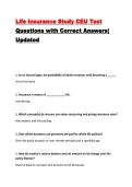 Life Insurance Study CEU Test Questions with Correct Answers&vert; Updated
