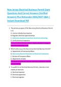 New Jersey Electrical Business Permit Exam Questions And Correct Answers &lpar;Verified Answers&rpar; Plus Rationales 2026&sol;2027 Q&A &vert; Instant Download Pdf