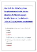 New York Gas Utility Technician Certification Examination Practice Questions And Correct Answers &lpar;Verified Answers&rpar; Plus Rationales 2026&vert;2027 Q&A &vert; Instant Download Pdf